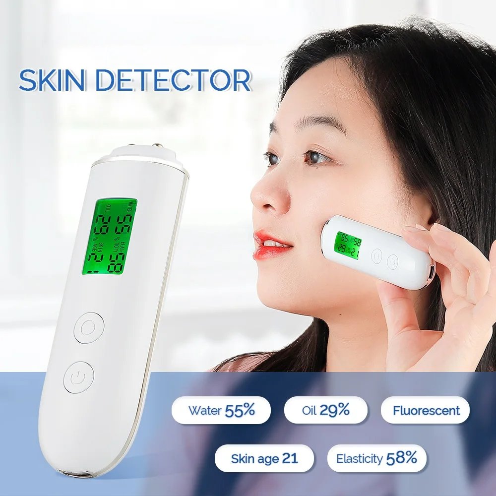 Skin Tester Face Skin Moisture&Oil Content Skin Analyzer Skin Water Cheek Elastic Skin Age Test Meter Fluorescent Agent Detector Skin Tester Face Skin Moisture&Oil Content Skin Analyzer Skin Water Cheek Elastic Skin Age Test Meter Fluorescent Agent Detector