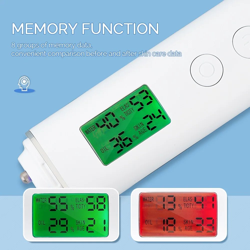 Skin Tester Face Skin Moisture&Oil Content Skin Analyzer Skin Water Cheek Elastic Skin Age Test Meter Fluorescent Agent Detector Skin Tester Face Skin Moisture&Oil Content Skin Analyzer Skin Water Cheek Elastic Skin Age Test Meter Fluorescent Agent Detector