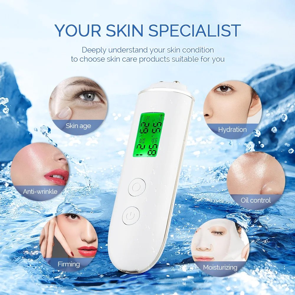 Skin Tester Face Skin Moisture&Oil Content Skin Analyzer Skin Water Cheek Elastic Skin Age Test Meter Fluorescent Agent Detector Skin Tester Face Skin Moisture&Oil Content Skin Analyzer Skin Water Cheek Elastic Skin Age Test Meter Fluorescent Agent Detector