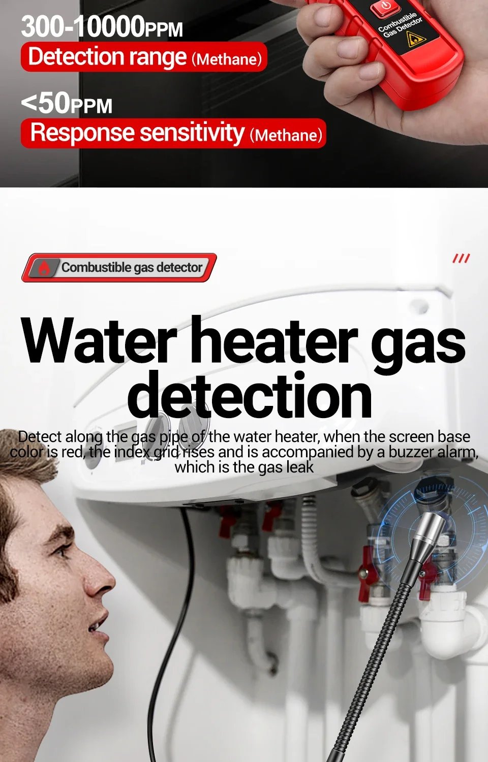 ANENG GN803 Handheld Gas Leak Detector Methane Combustible Gas Testers Portable Gases Concentration Analyzer Meter Leakage Tools