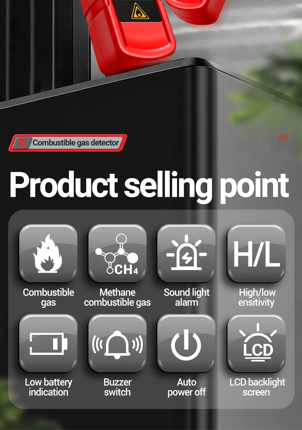 ANENG GN803 Handheld Gas Leak Detector Methane Combustible Gas Testers Portable Gases Concentration Analyzer Meter Leakage Tools