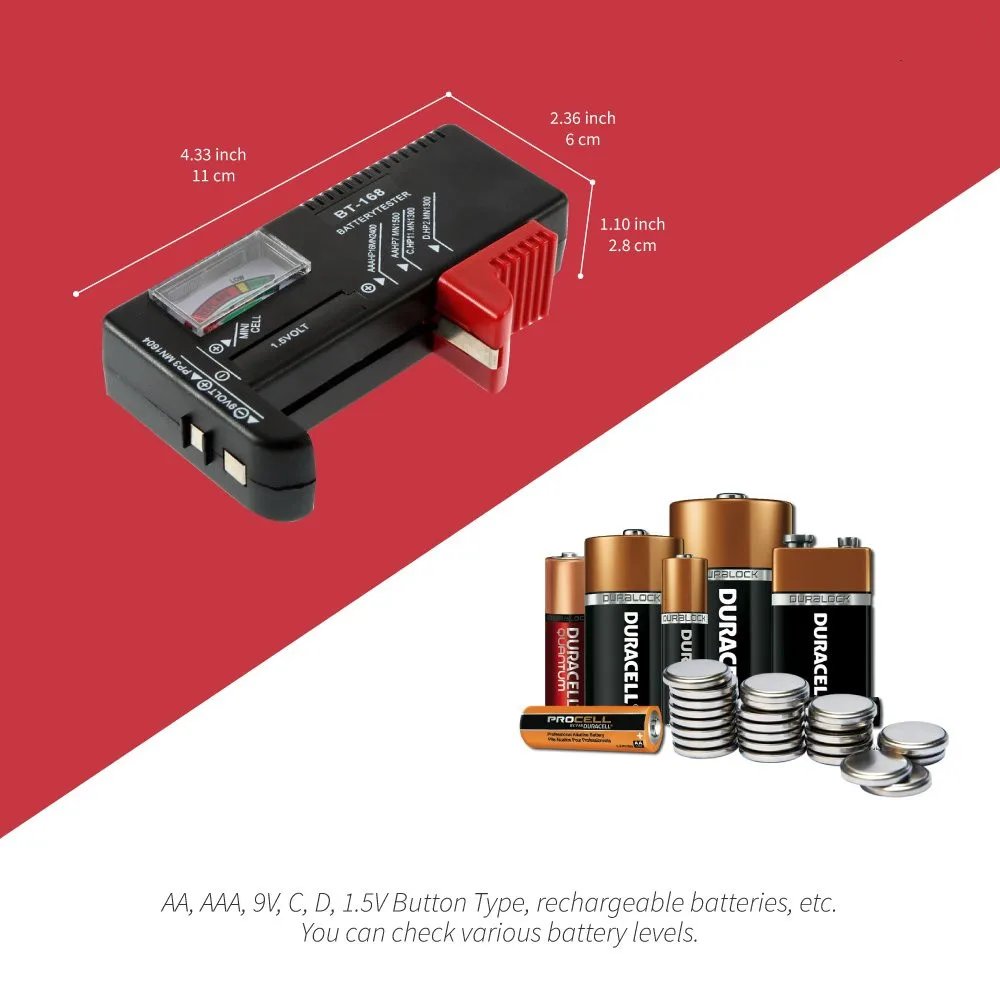 Digital Battery Tester LCD Display AA/AAA/9V/1.5V Coin Cell Battery Capacity Tester Check Load Analyzer Diagnostic Tool