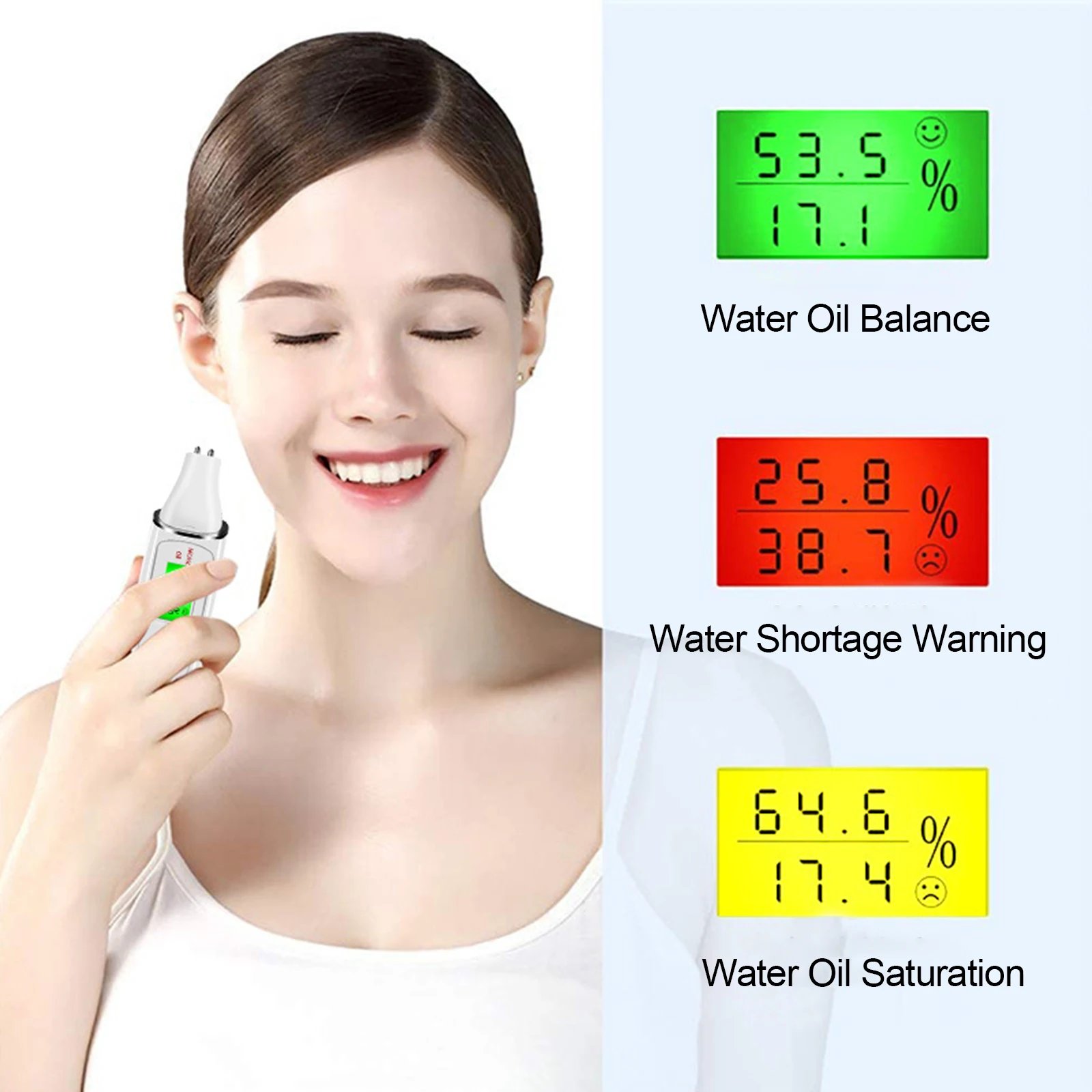 Face Skin Tester Portable Skin Analyzer Digital Aesthetic Moisture Tester Water Oil Monitor for Skin Care Skin Diagnostic Device