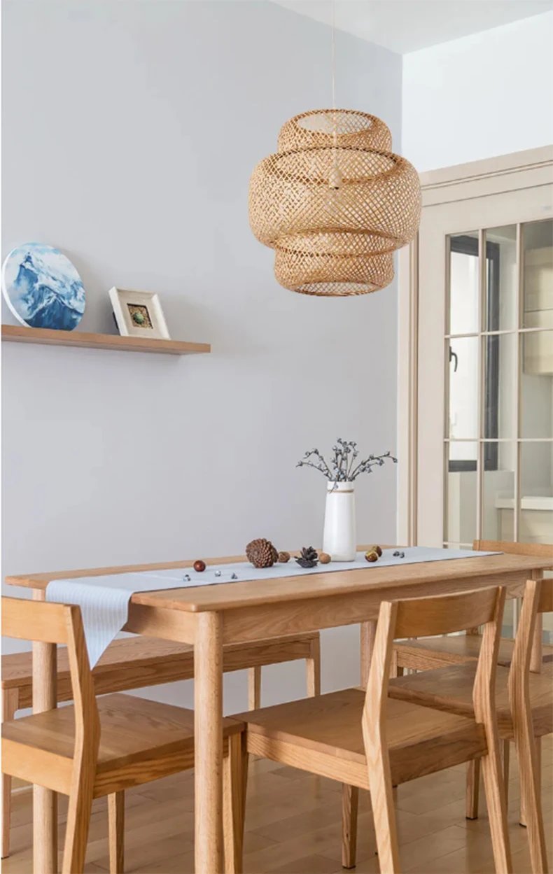 Bamboo Pendant Lamp E27 Hand Knitted Chinese Style Weaving Hanging Lamps 30cm Restaurant Home Decor Lighting Fixtures