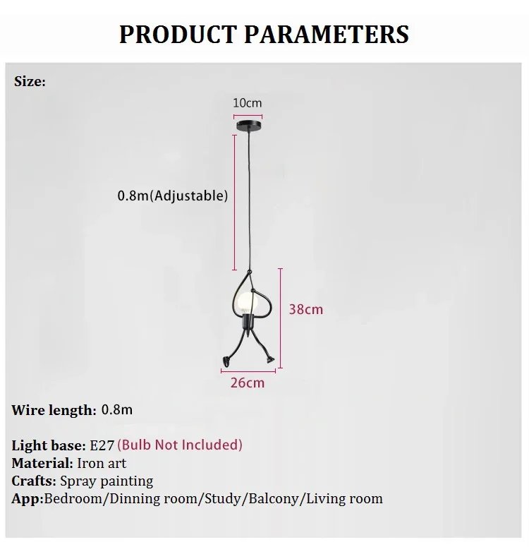 Vintage Iron Little Man Modern Arts Chandelier LED Ceiling Lamp Home Living Room Children Bedroom Decor Black E27 Pendant Lights