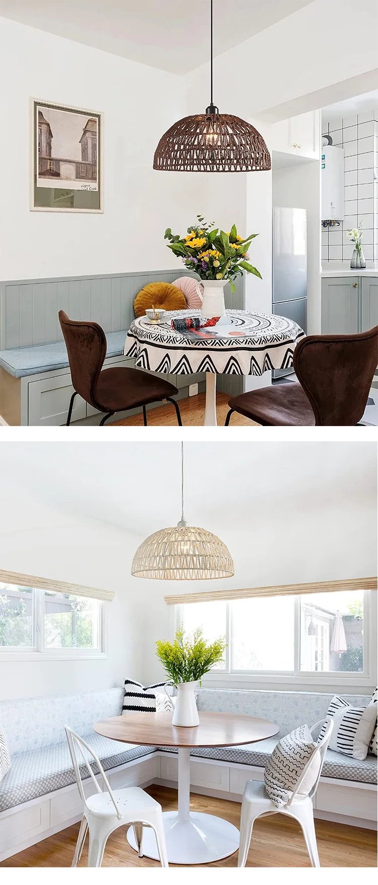 Hemp Rope Chandelier Homestay Pastoral Restaurant Tea Room Bar Bedroom Livingroom Zen Handmade Lamp Pendant Light