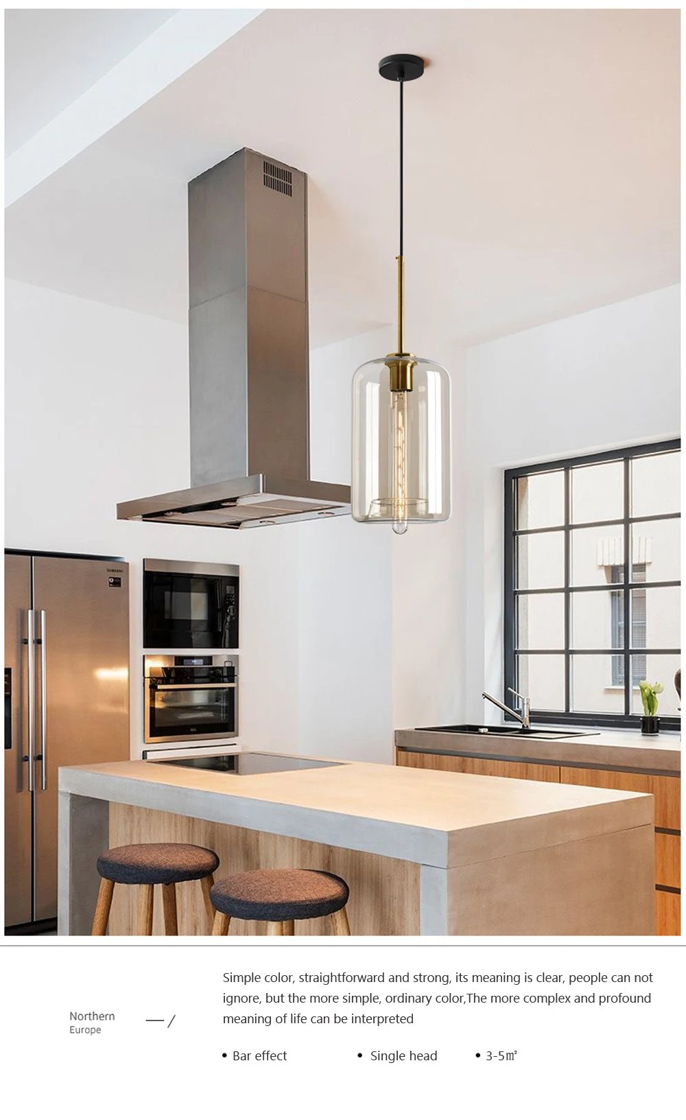 Modern Nordic hanging loft Glass lustre Pendant Light industrial decor Lights Fixtures E27/E26 for Kitchen Restaurant Lamp