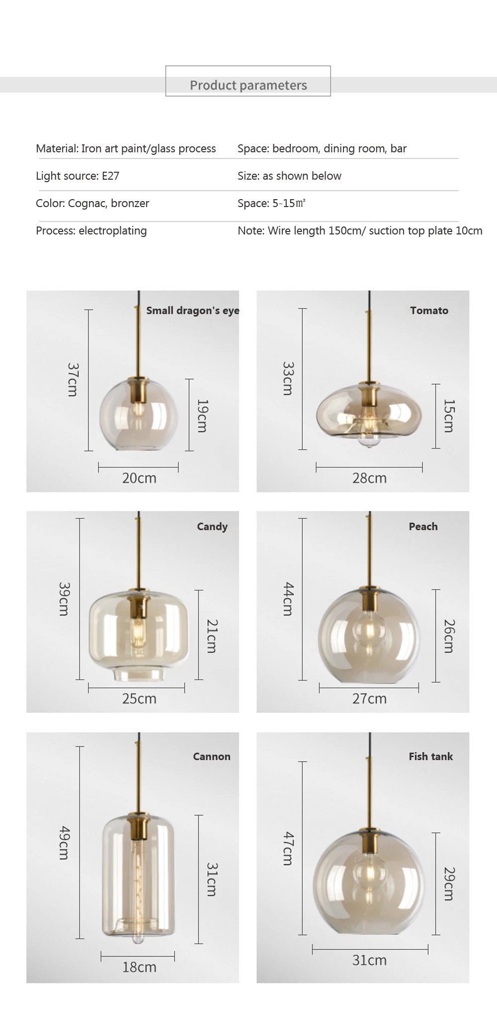 Modern Nordic hanging loft Glass lustre Pendant Light industrial decor Lights Fixtures E27/E26 for Kitchen Restaurant Lamp