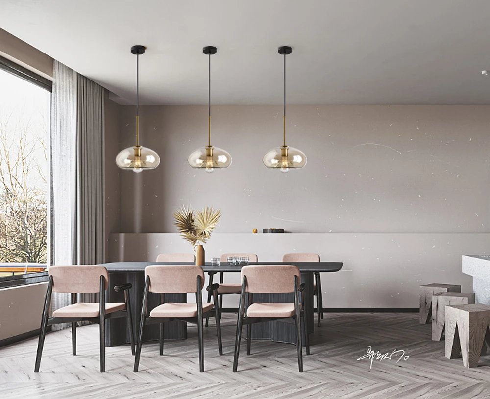 Modern Nordic hanging loft Glass lustre Pendant Light industrial decor Lights Fixtures E27/E26 for Kitchen Restaurant Lamp