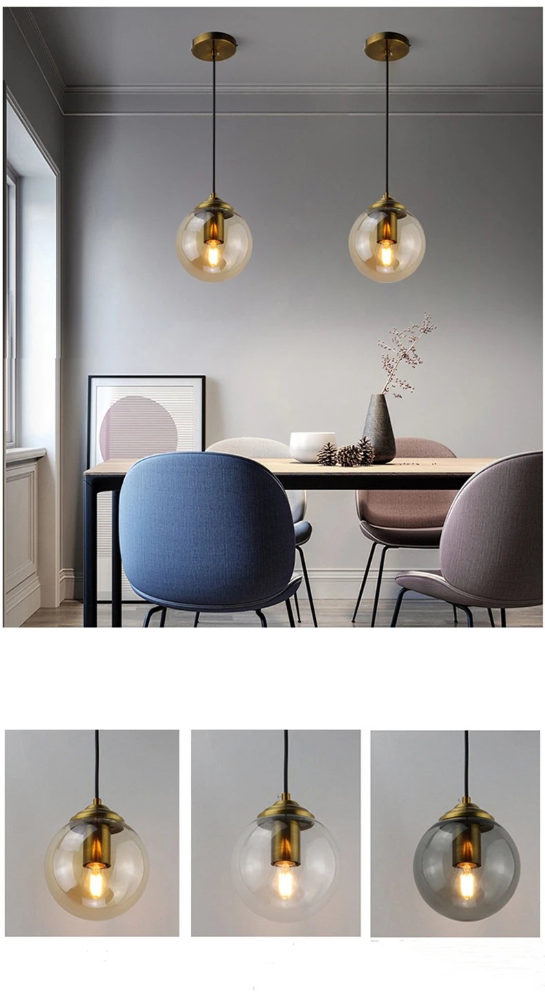 Nordic Simple Style Chandelier Modern Creative Glass Pendant Light Living Room Restaurant Bedside Indoor Decor LED Pendant Lamp