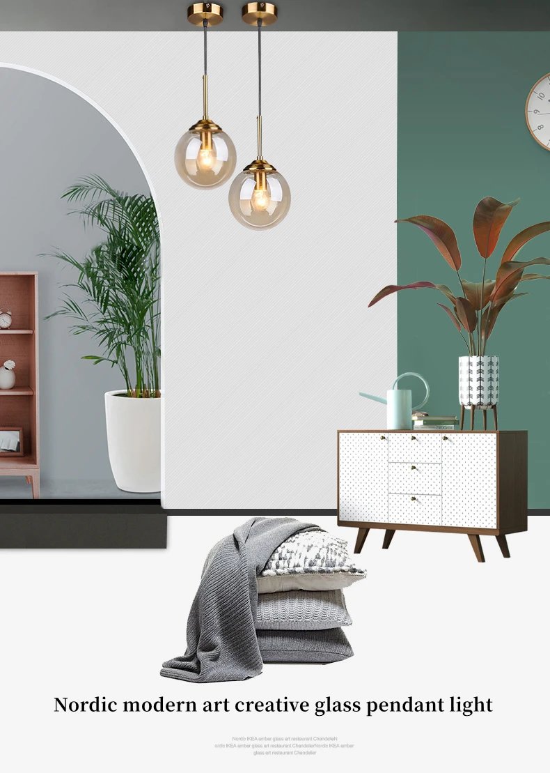 Nordic Simple Style Chandelier Modern Creative Glass Pendant Light Living Room Restaurant Bedside Indoor Decor LED Pendant Lamp