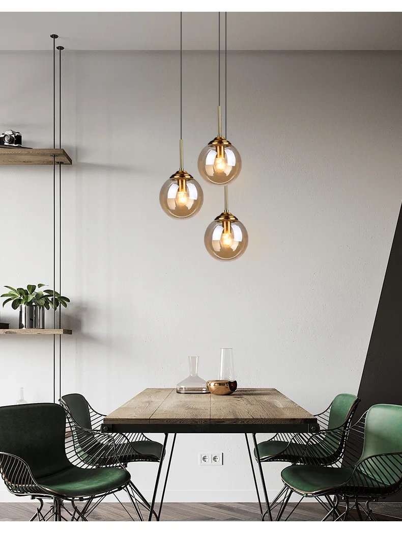 Nordic Simple Style Chandelier Modern Creative Glass Pendant Light Living Room Restaurant Bedside Indoor Decor LED Pendant Lamp