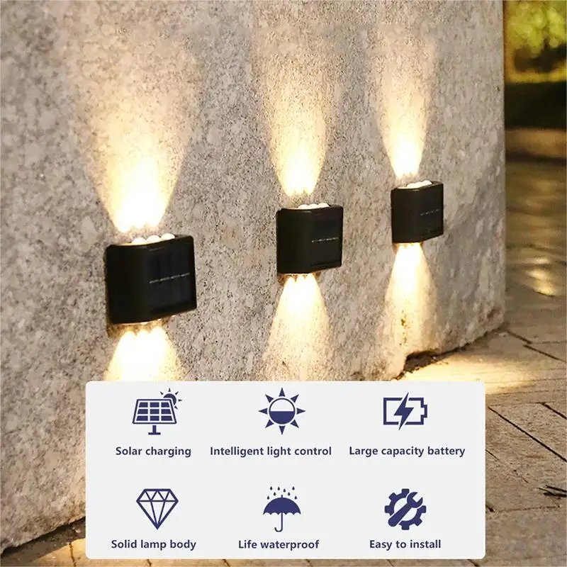1/2pcs Solar Outdoor Courtyard Lamp Home Wall Lamp Decoration Wall Washing Wall New Style up and down Lighting Atmosphere Wall L