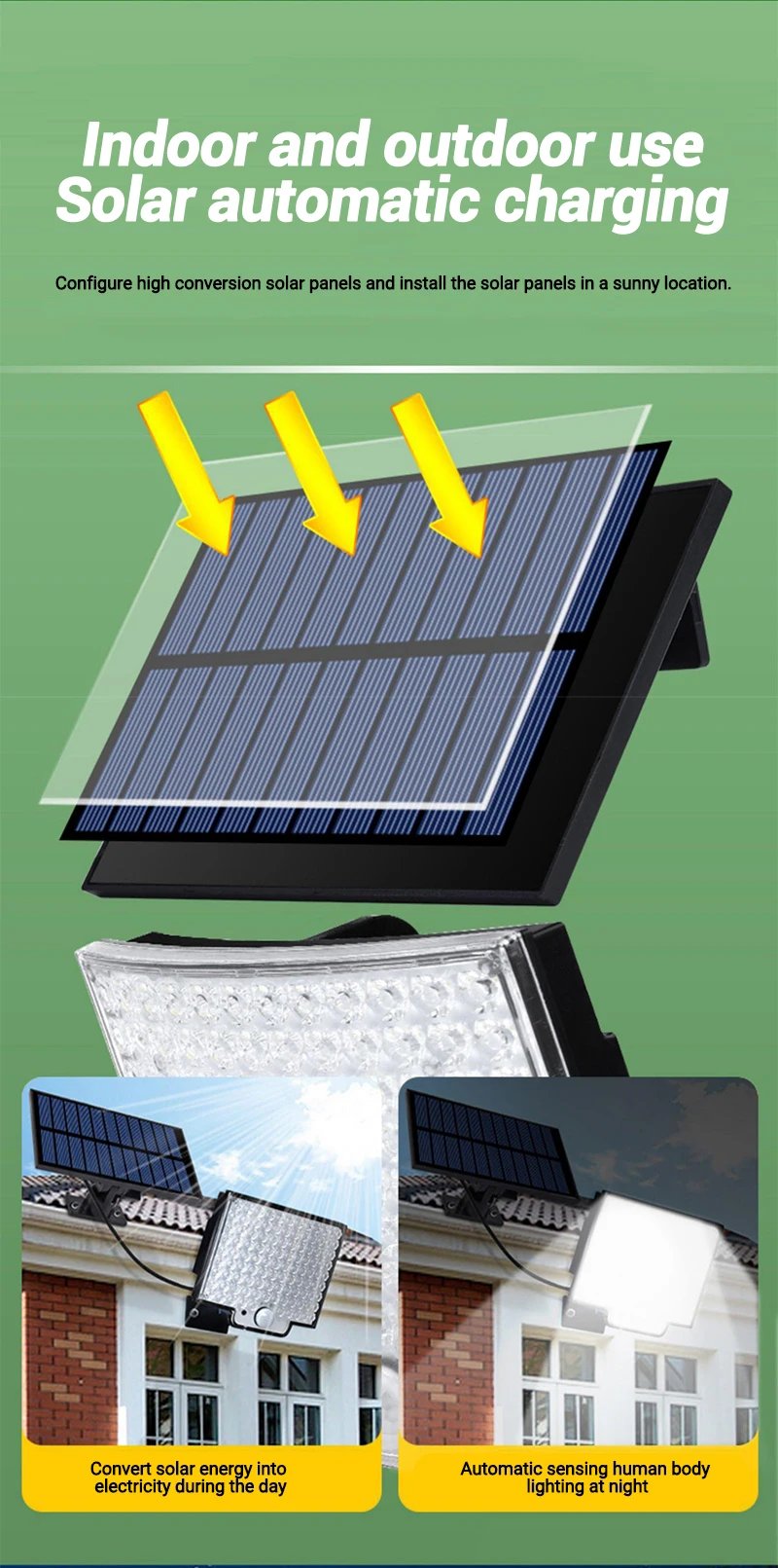 High Power 106LED Solar Outdoor Courtyard Wall Lamp Waterproof Sunlight with Sensor Remote Control Garden Decoration Street Lamp