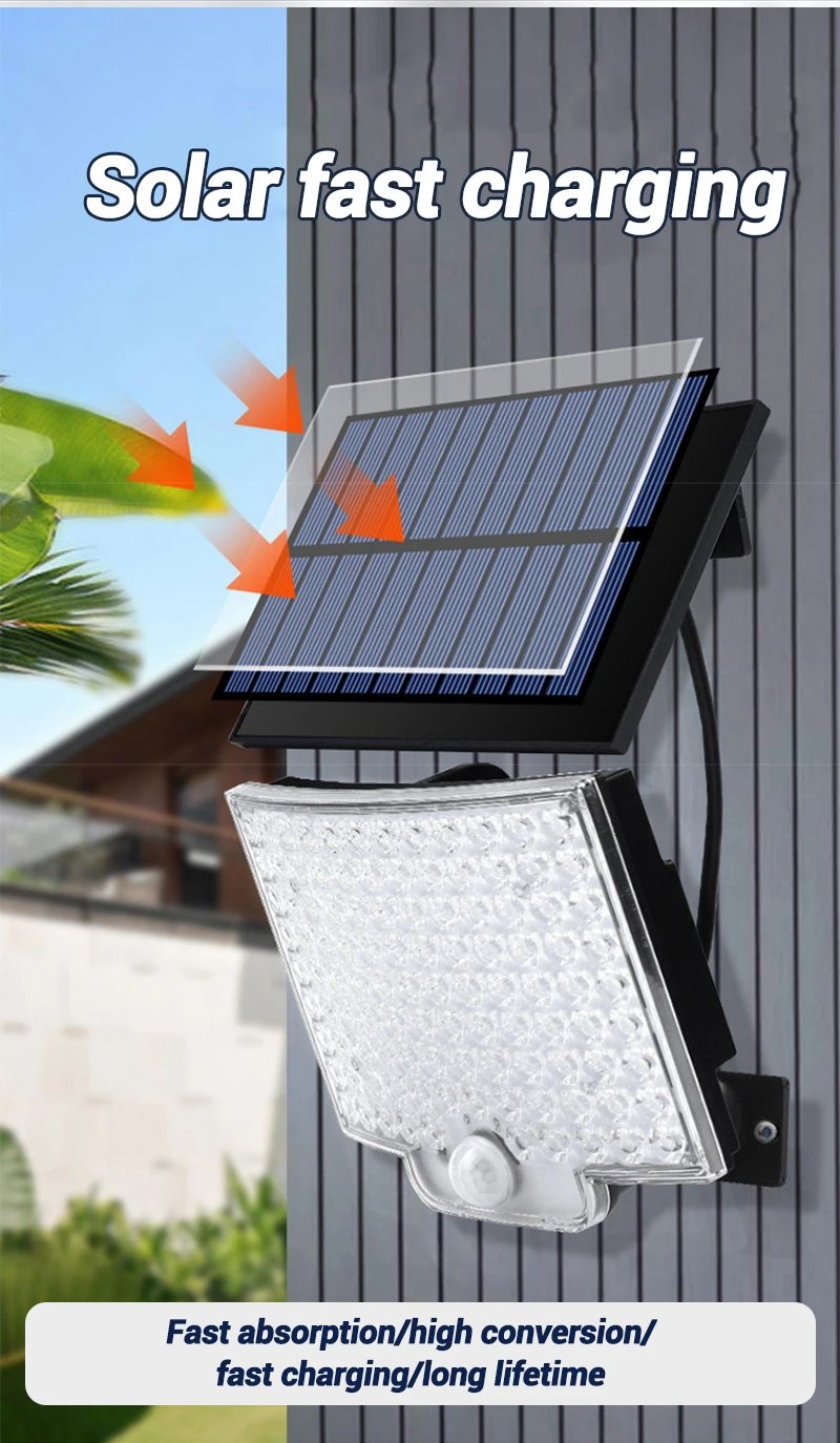 High Power 106LED Solar Outdoor Courtyard Wall Lamp Waterproof Sunlight with Sensor Remote Control Garden Decoration Street Lamp