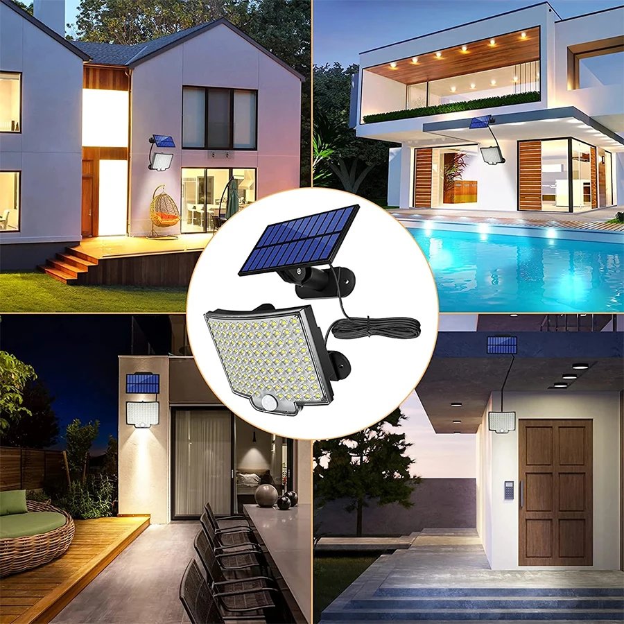 High Power 106LED Solar Outdoor Courtyard Wall Lamp Waterproof Sunlight with Sensor Remote Control Garden Decoration Street Lamp