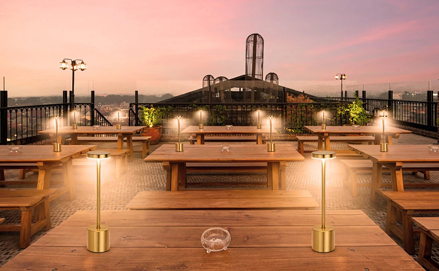 Creative Ambient Light Metal Table Lamp Bar Outdoor Decoration Simple LED Rechargeable Touch Three Colors Bedside Night Light