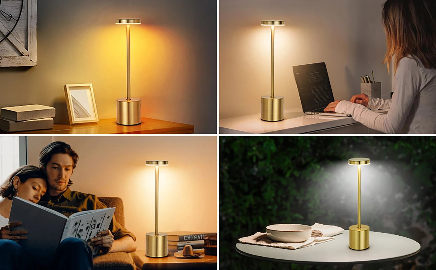 Creative Ambient Light Metal Table Lamp Bar Outdoor Decoration Simple LED Rechargeable Touch Three Colors Bedside Night Light