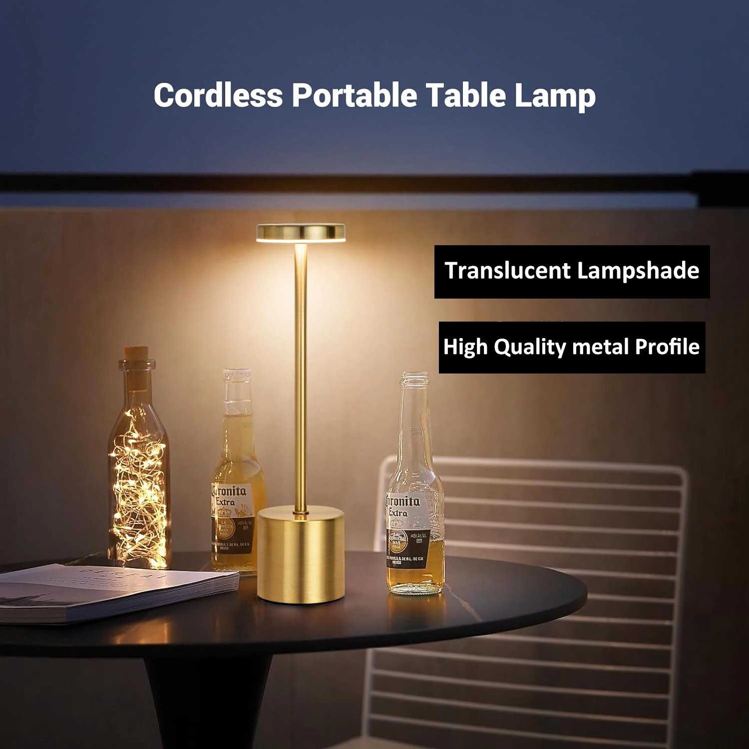Creative Ambient Light Metal Table Lamp Bar Outdoor Decoration Simple LED Rechargeable Touch Three Colors Bedside Night Light