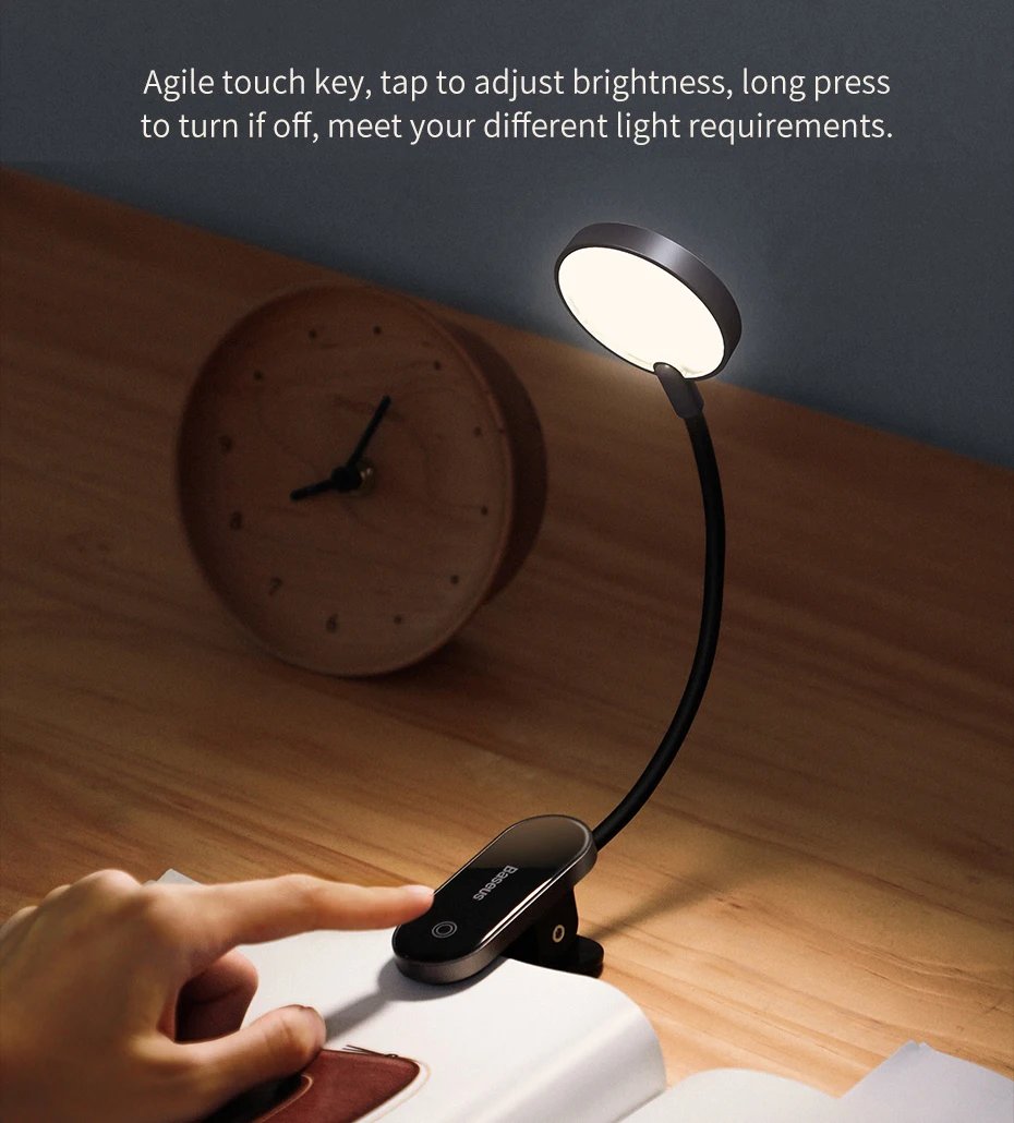 Baseus LED Clip Table Lamp Stepless Dimmable Wireless Desk Lamp Touch USB Rechargeable Reading Light LED Night Light Laptop Lamp Baseus LED Clip Table Lamp Stepless Dimmable Wireless Desk Lamp Touch USB Rechargeable Reading Light LED Night Light Laptop Lamp