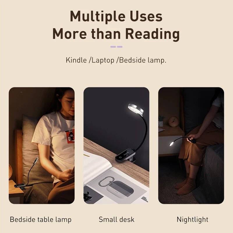 Baseus LED Clip Table Lamp Stepless Dimmable Wireless Desk Lamp Touch USB Rechargeable Reading Light LED Night Light Laptop Lamp Baseus LED Clip Table Lamp Stepless Dimmable Wireless Desk Lamp Touch USB Rechargeable Reading Light LED Night Light Laptop Lamp