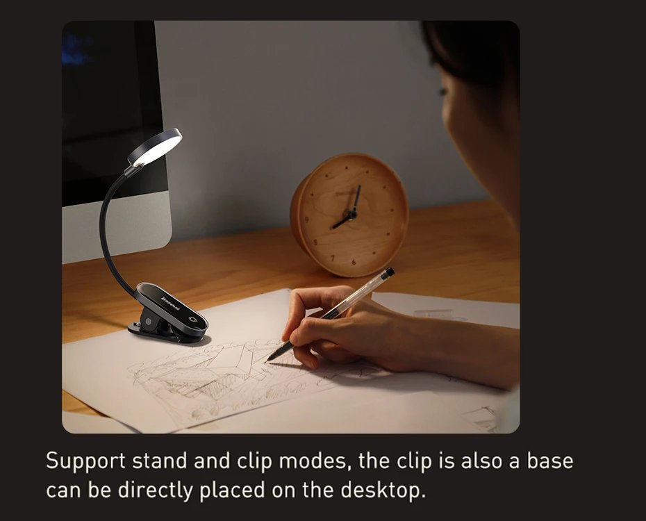 Baseus LED Clip Table Lamp Stepless Dimmable Wireless Desk Lamp Touch USB Rechargeable Reading Light LED Night Light Laptop Lamp Baseus LED Clip Table Lamp Stepless Dimmable Wireless Desk Lamp Touch USB Rechargeable Reading Light LED Night Light Laptop Lamp