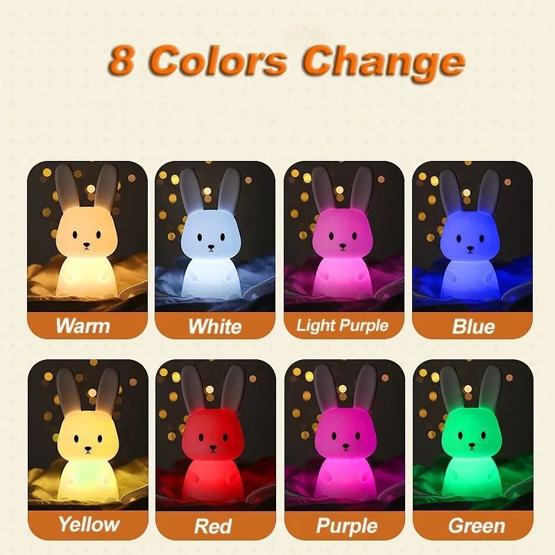 LED Night light Silicone Rabbit Touch Sensor lamp Cute Animal Light Bedroom Decor Gift for Kid Baby Child Table Lamp Home Decor LED Night light Silicone Rabbit Touch Sensor lamp Cute Animal Light Bedroom Decor Gift for Kid Baby Child Table Lamp Home Decor