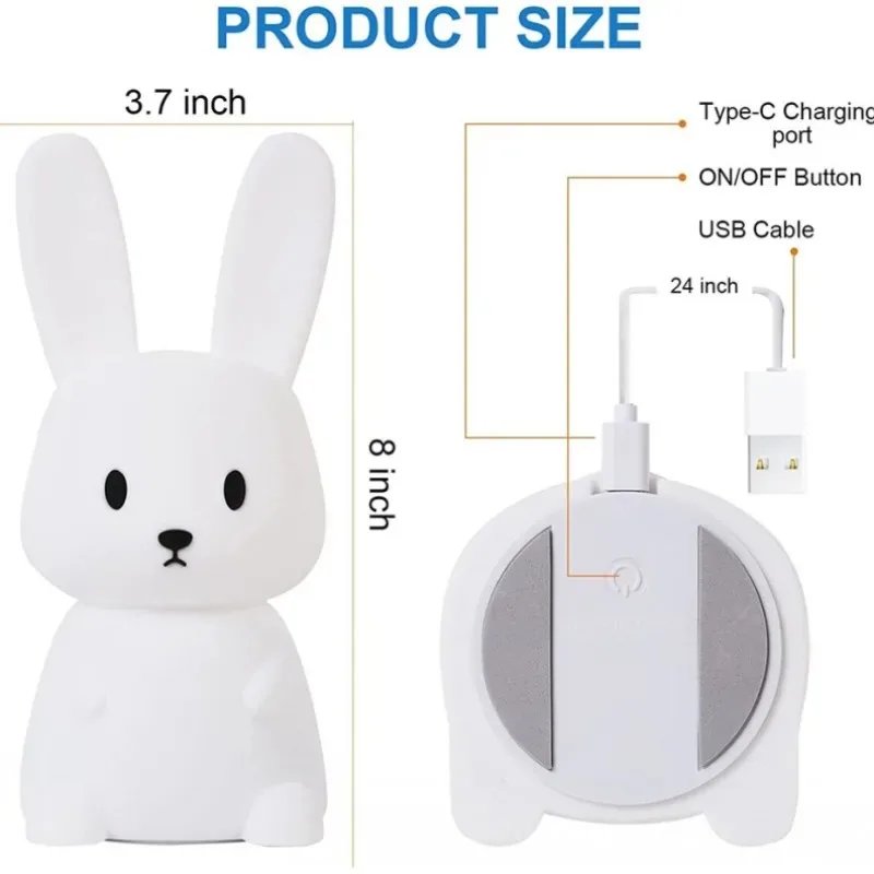 LED Night light Silicone Rabbit Touch Sensor lamp Cute Animal Light Bedroom Decor Gift for Kid Baby Child Table Lamp Home Decor LED Night light Silicone Rabbit Touch Sensor lamp Cute Animal Light Bedroom Decor Gift for Kid Baby Child Table Lamp Home Decor