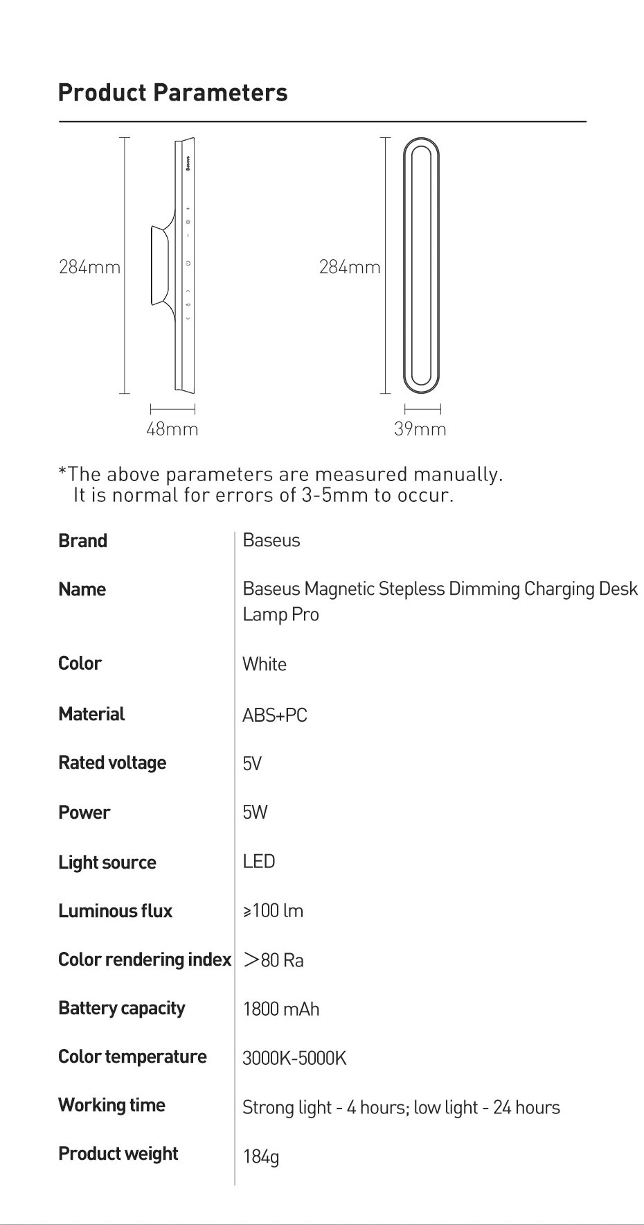 Baseus Magnetic Desk Lamp Hanging LED Table Lamp Chargeable Stepless Dimming Cabinet Night Light Closet Wardrobe Study Read Lamp Baseus Magnetic Desk Lamp Hanging LED Table Lamp Chargeable Stepless Dimming Cabinet Night Light Closet Wardrobe Study Read Lamp