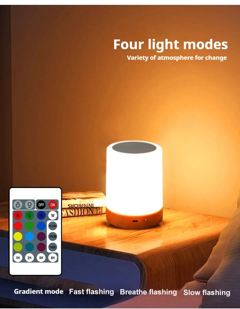 Smart Touch Bedside Table Lamp RGB USB Rechargeable Night Light Desk Lamp Bedroom Decoration Kids Gift Dining Table Light