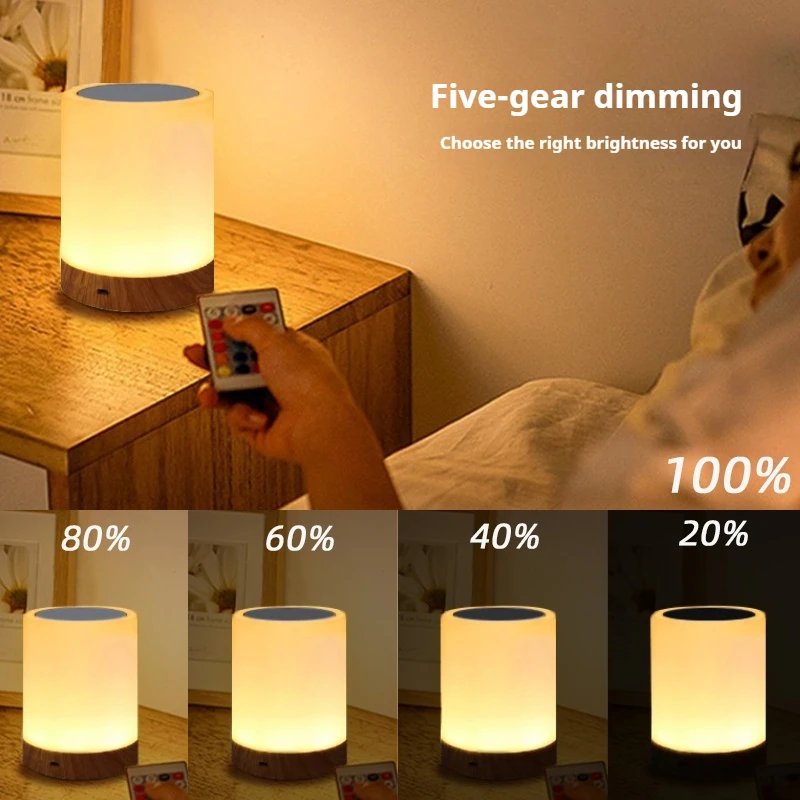Smart Touch Bedside Table Lamp RGB USB Rechargeable Night Light Desk Lamp Bedroom Decoration Kids Gift Dining Table Light