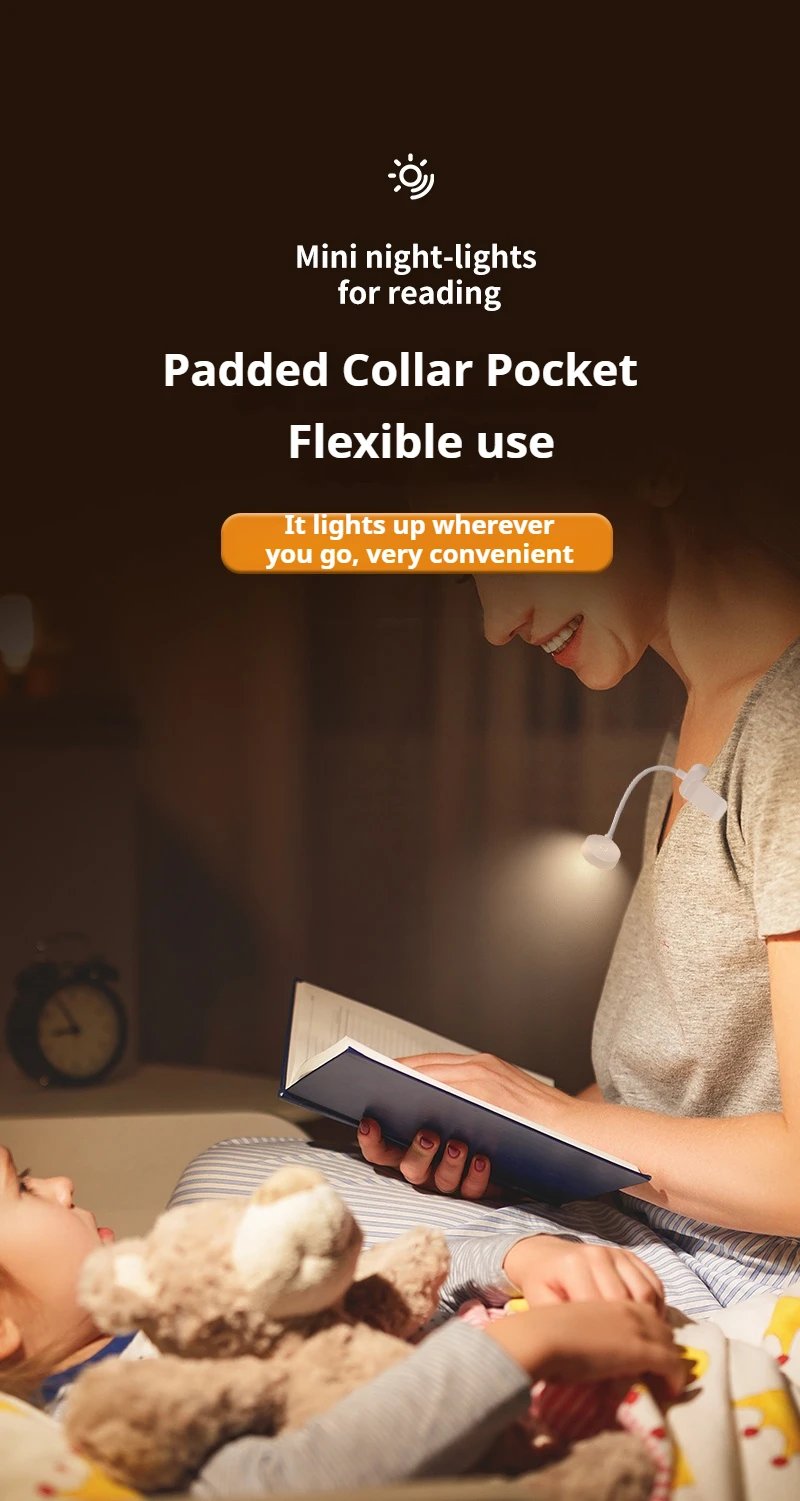 Mini Clip Book Lamp LED Table Lamp Eye Protection 3 Colors Battery Powered USB Night Light Portable Bedside Student Reading Lamp