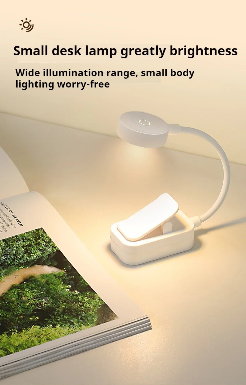 Mini Clip Book Lamp LED Table Lamp Eye Protection 3 Colors Battery Powered USB Night Light Portable Bedside Student Reading Lamp