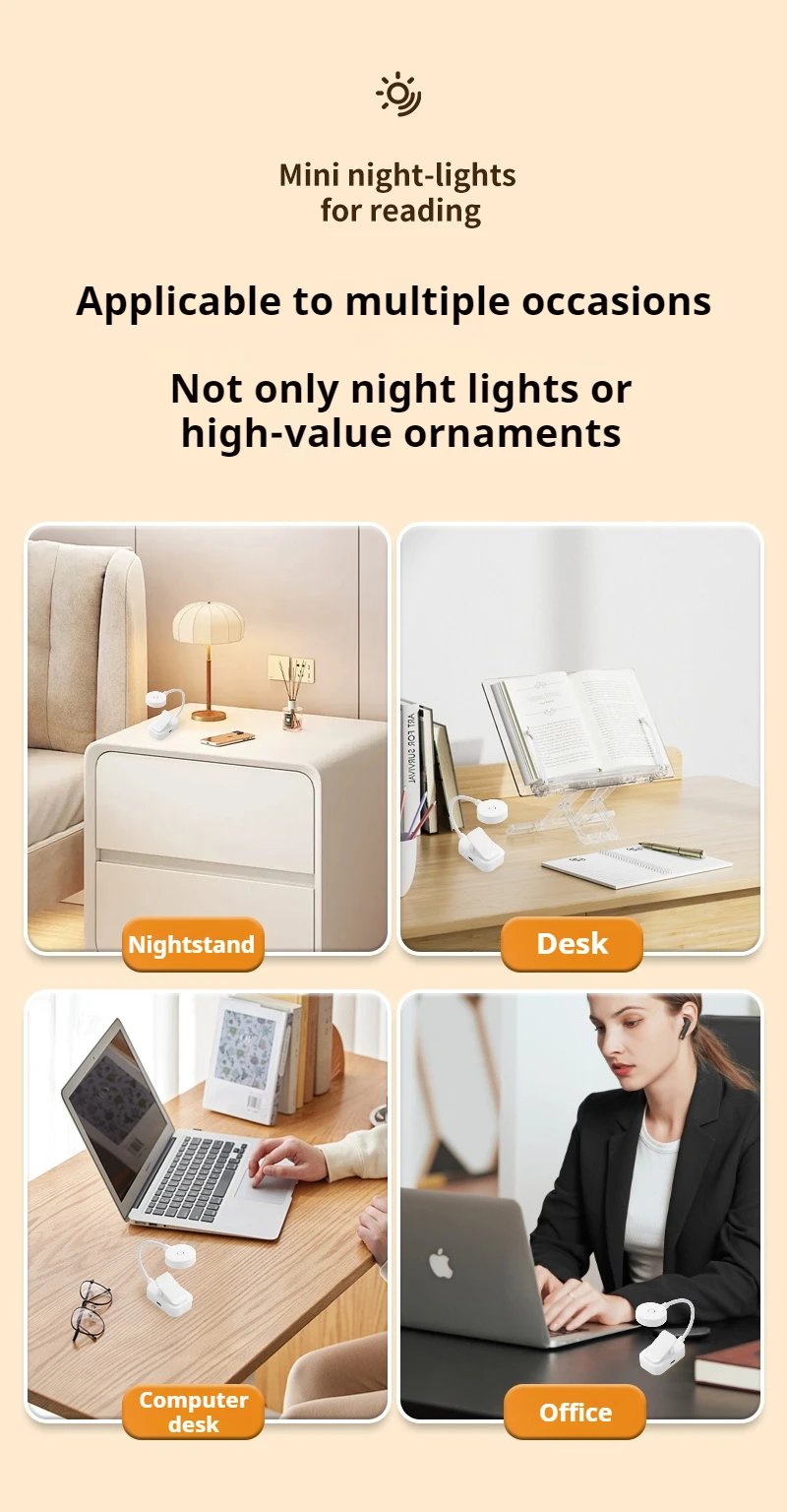 Mini Clip Book Lamp LED Table Lamp Eye Protection 3 Colors Battery Powered USB Night Light Portable Bedside Student Reading Lamp