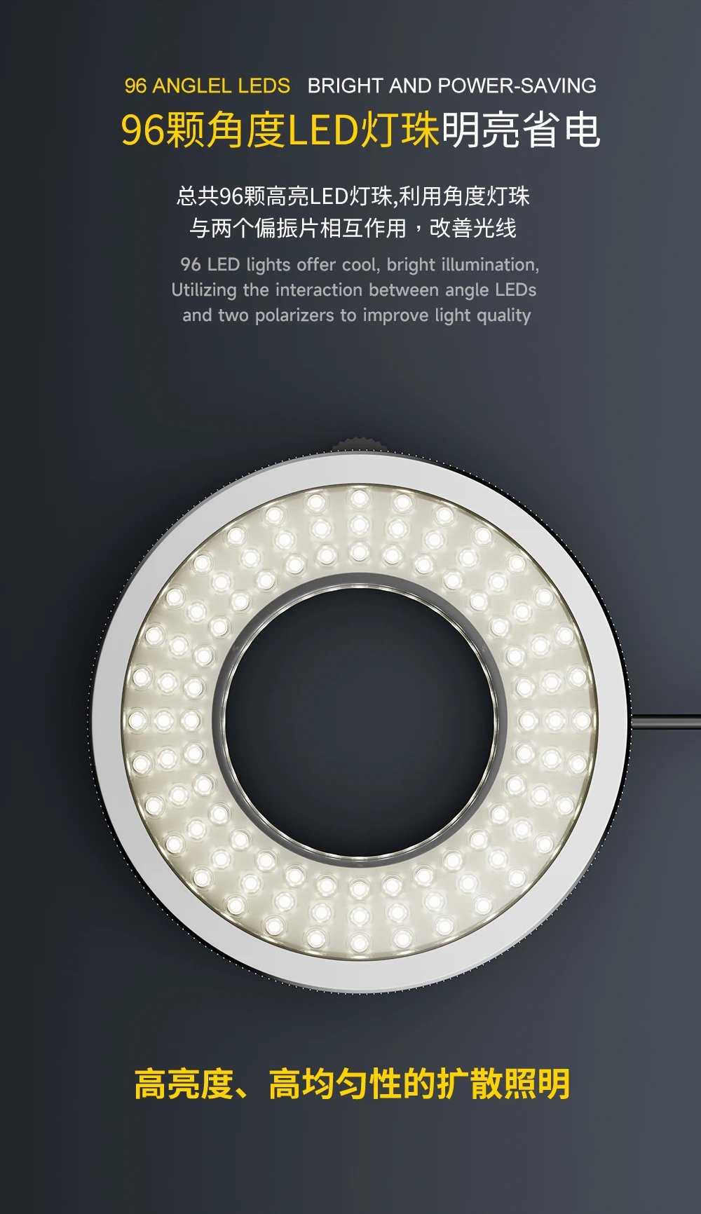 iFixes iL37 Microscope Polarized 96-LED Ring Light Anti Glare Microscope Lamp Illuminator For Soldering Repair Industrial Camera