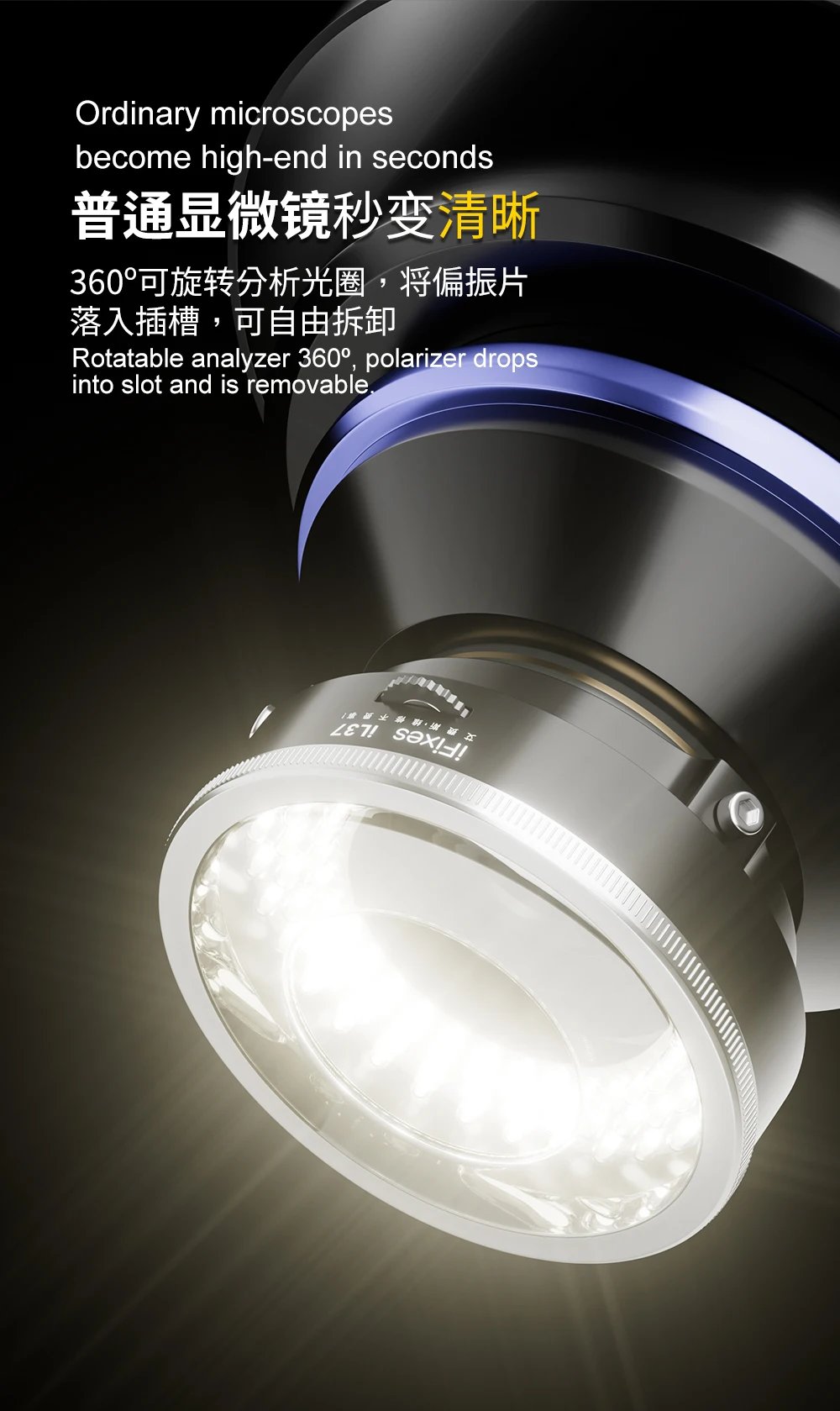 IFixes IL37 Microscope Polarized Ring Light Illuminator Anti Glare 96pcs LED Lamp Phone PCB Chip Soldering Repair Accessories