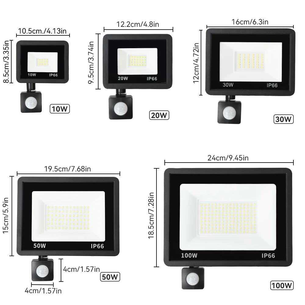 LED Floodlight PIR Motion Sensor White/Warm White IP66 AC220V Exterior Projector Spotlight SMD2835 Outdoor Lighting Floor Lamp