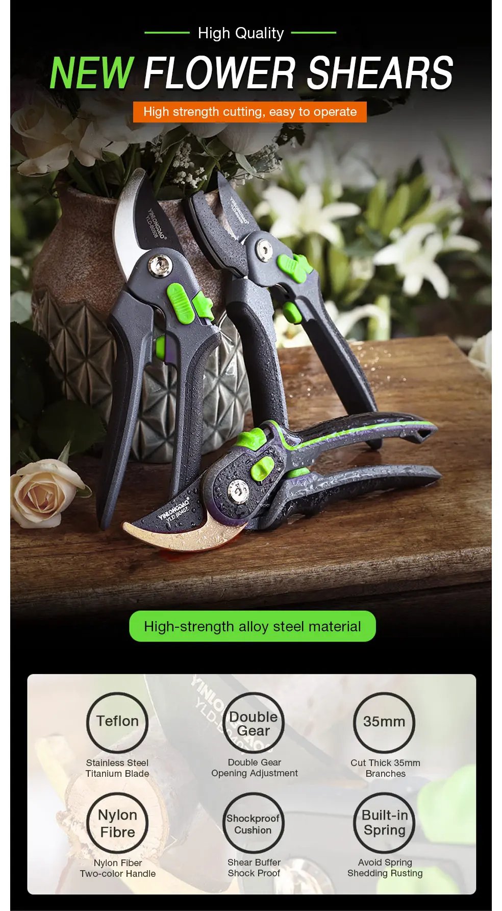 Multifunctional Pruning Shear Garden Tools Labor Saving Scissors Gardening Plant Sharp Branch Pruners Protection Hand Durable