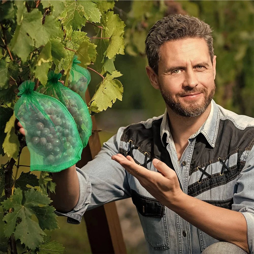 20-100PCS Vegetable Grapes Fruit Grow Bags Fruit Protection Bags Garden Anti-Bird Netting Mesh Bag Strawberry Bags Garden Tools