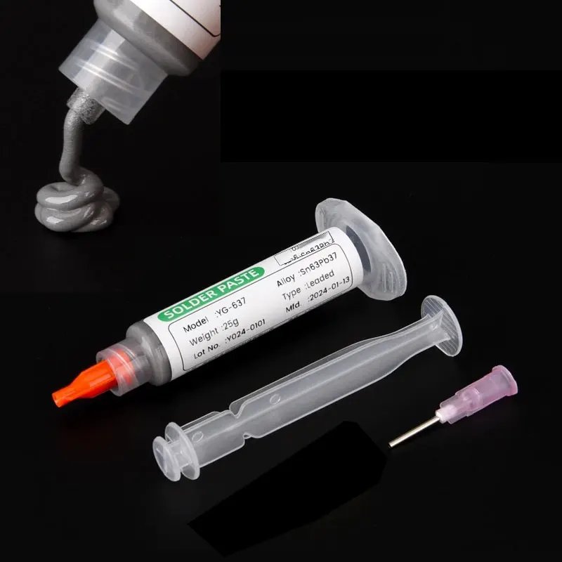 138/183℃ Solder Paste Syringe Flux for Soldering SMD BGA IC PCB Needle Tube Tin Solder Paste Welding Paste Welding Components