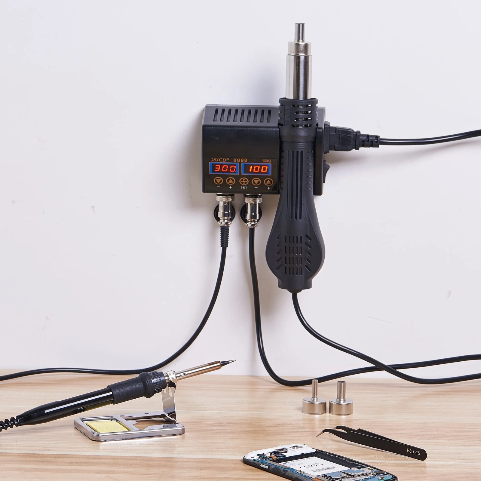 2 in 1 750W Soldering station LCD Digital display welding rework station for cell-phone BGA SMD PCB IC Repair solder tools 8898