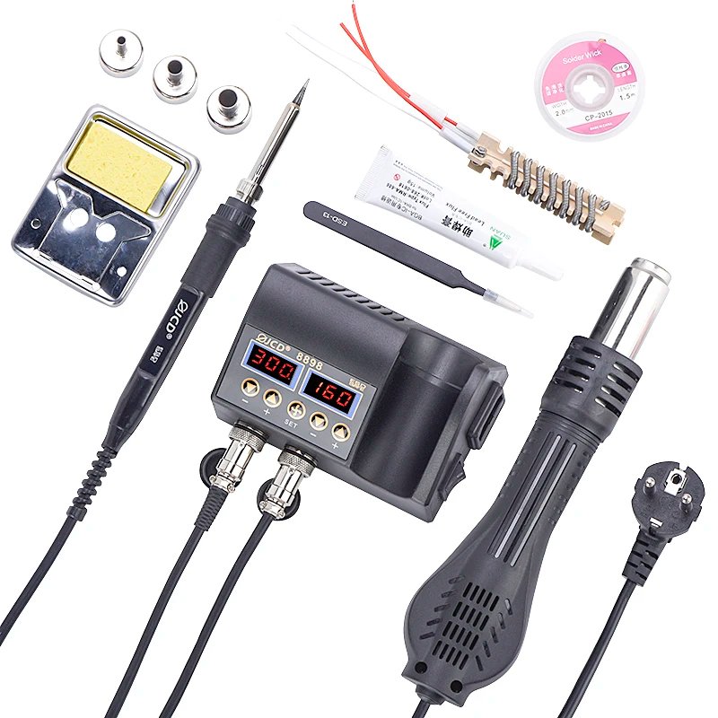 2 in 1 750W Soldering station LCD Digital display welding rework station for cell-phone BGA SMD PCB IC Repair solder tools 8898