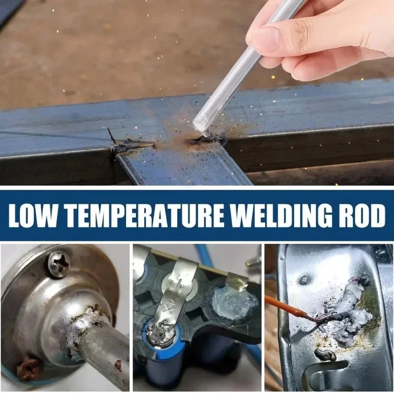 100/10Pcs Low Temperature Easy Melt Aluminum Universal Silver Welding Rod Cored Wire Rod Solder No Need Solder Powder Weld Bar