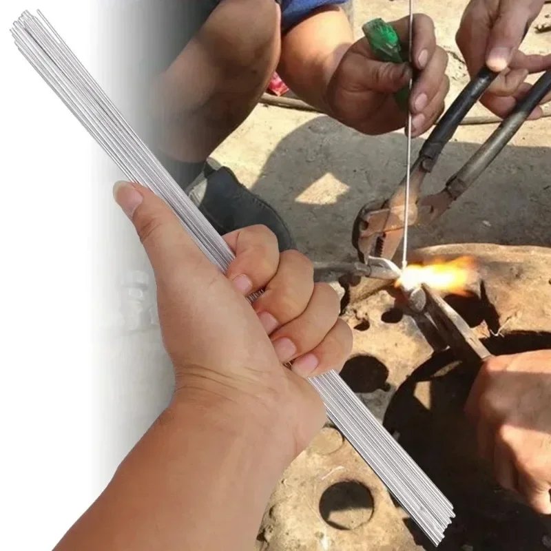 100/10Pcs Low Temperature Easy Melt Aluminum Universal Silver Welding Rod Cored Wire Rod Solder No Need Solder Powder Weld Bar