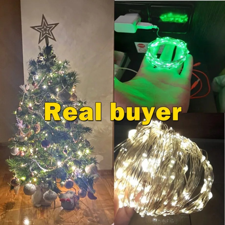 YzzKoo USB LED String Lights Copper Silver Wire Garland Light Waterproof LED Fairy Lights For Christmas Wedding Party Decoration