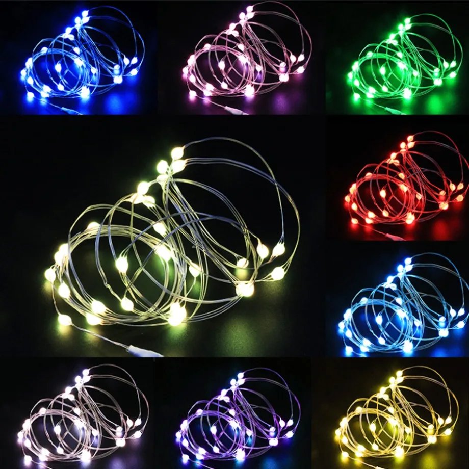 YzzKoo USB LED String Lights Copper Silver Wire Garland Light Waterproof LED Fairy Lights For Christmas Wedding Party Decoration