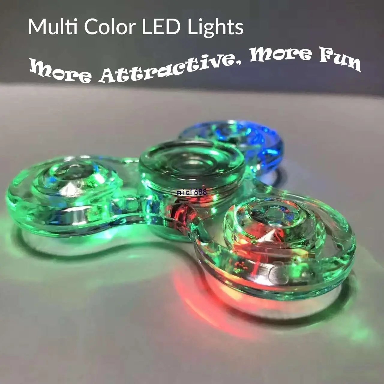 Crystal Luminous LED Light Fidget Spinner Hand Top Spinners Glow in Dark EDC Stress Relief Toys Kinetic Gyroscope For Children
