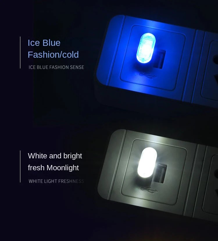 USB Car Mini LED Atmosphere Lights Car Interior Neon Decorative Lamp Emergency Lighting Universal PC Portable Plug and Play