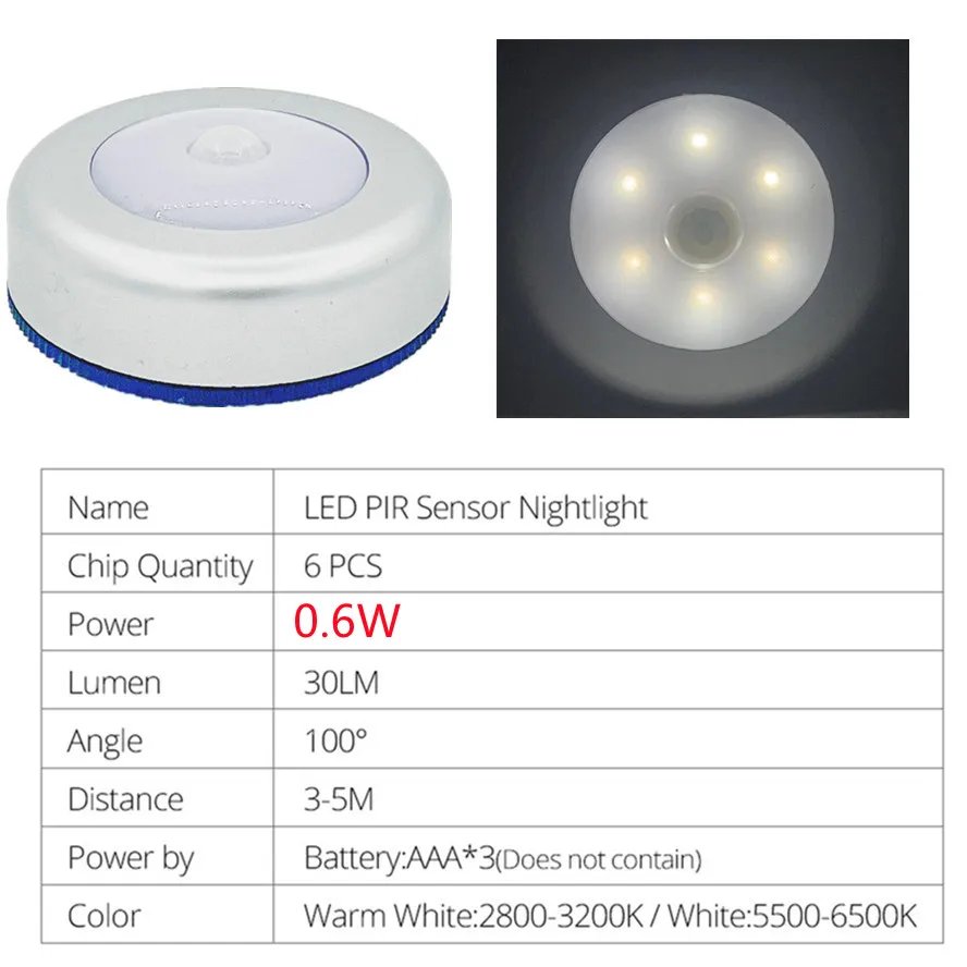 PIR Motion Sensor Night Light 6LED LED Human Body Induction Wireless Detector Automatic Light On / Off For Home Bedside Lighting PIR Motion Sensor Night Light 6LED LED Human Body Induction Wireless Detector Automatic Light On / Off For Home Bedside Lighting