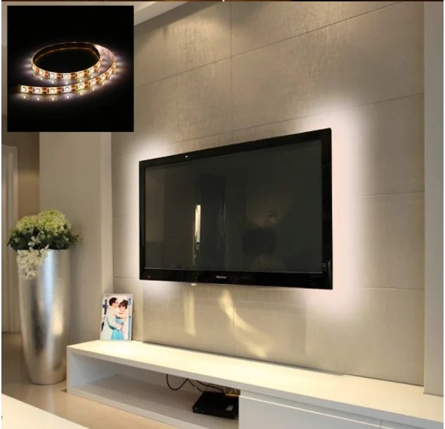 LED Night Light String DC5V With USB Port Cable 50CM 1M 2M 3M 4M 5M USB LED strip light lamp SMD 3528 for TV/ PC/ Laptop